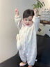 班喜迪嬰兒衣服秋冬女寶寶連體衣公主洋氣外出服嬰幼兒薄絨連帽哈衣春秋 米色 90cm 曬單實(shí)拍圖