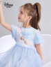迪士尼（DISNEY）童装儿童女童短袖连衣裙网纱爱莎公主甜美裙子24夏DB321RE03蓝120 实拍图