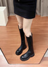星期六長筒靴女秋冬加絨不過膝高筒粗跟黑色長靴英倫騎士靴2023新款 黑色 35 (225mm) 標準尺碼 曬單實拍圖