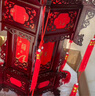 貝晗中式實(shí)木大紅燈籠春節(jié)燈籠仿古羊皮六角宮燈古典木雕陽臺(tái)大門茶樓 55#紅福三層 曬單實(shí)拍圖