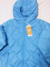 雪中飛童裝兒童羽絨服新款女童中大童時(shí)尚印花男童輕薄連帽羽絨拜年服 湖藍色 160 曬單實(shí)拍圖