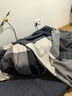 無印良品（MUJI） 羊毛披巾 圍巾圍脖男女 秋冬季 披肩 保暖 藏青色格紋/120*200cm 曬單實拍圖