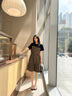 clotho Rennie品牌女裝連衣裙女夏新款2025年收腰顯瘦氣質(zhì)小個(gè)子假兩件背帶裙子 棕色 M 曬單實(shí)拍圖