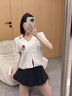 朋軒黑色百褶裙女春夏2025新款辣妹超短裙小個子高腰a字西裝半身裙褲 黑色 XL 曬單實拍圖