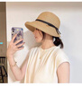 CHANEELR & KARITH防曬帽子女夏季可折疊文藝卷邊漁夫太陽帽生日小眾禮物送女友老婆 黑色 本草色（綁帶） 可折疊顯臉小 曬單實拍圖