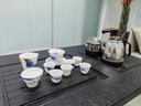 德化高端白瓷茶具套裝家用流金歲月蓋碗茶杯功夫茶具辦公禮品定制 流金歲月-10件套（蓋碗+流金杯） 曬單實(shí)拍圖