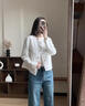 熙世界sllsky小香風(fēng)白色牛仔外套女2025春裝新款重工明線短款?yuàn)A克上衣 椰子白-圓領(lǐng)款 XL 曬單實(shí)拍圖