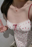 花感性感睡衣女夏季新款薄款印花田園風純欲蕾絲顯瘦吊帶睡裙 玫瑰（睡裙） L 曬單實拍圖