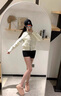 舒芳蝶（shufangdie）棉服女2024冬季新款女裝小香風(fēng)針織拼接短款加厚保暖棉衣外套女潮 白色 M 曬單實(shí)拍圖