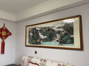 漢臻唐璽  HONZONTX山水畫客廳風(fēng)景源遠(yuǎn)流長(zhǎng)國(guó)畫名家手繪水墨畫聚寶盆辦公室裝飾畫 沙比利純實(shí)木框（圓角棕色） 裝裱165*85 曬單實(shí)拍圖