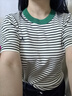 Navigare意大利小帆船短袖針織衫女士夏季百搭T恤時(shí)尚圓領(lǐng)條紋體恤衫上衣 科技白/黑 L 碼 曬單實(shí)拍圖