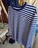 三零一三際華長(cháng)袖?；晟?圓領(lǐng)藍白條紋T恤 水手服后背反光設計 長(cháng)袖?；晟溃ê蟊撤垂鈱W(xué)） 175/92-96 曬單實(shí)拍圖
