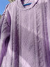 尚都比拉冬季復(fù)古菱格麻花毛衣女小個(gè)子圓領(lǐng)百搭針織衫 紫色 L  曬單實(shí)拍圖