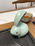 寧不凡 陶瓷汝窯可開(kāi)片茶寵兔茶玩擺件(寬約10cm高約11cm) 天青兔 曬單實(shí)拍圖