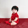 G.DUCKKIDS小黃鴨包屁衣嬰兒滿月衣服夏季周歲禮服女寶寶公主哈衣國(guó)風(fēng)連體衣 鈴鐺紅色 66cm 尺碼0-3個(gè)月6斤-12斤 曬單實(shí)拍圖