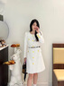 她芙（tafu）品牌女裝長(cháng)袖小香風(fēng)連衣裙女2025春秋新款小個(gè)子名媛收腰顯瘦裙子 白色 M 曬單實(shí)拍圖