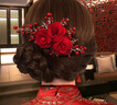 詩(shī)優(yōu)尚喜婆婆頭花婚禮頭戴結婚發(fā)飾發(fā)夾紅色發(fā)夾婚宴婚紗新娘盤(pán)發(fā)頭飾女 紅色發(fā)梳 曬單實(shí)拍圖