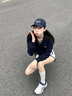 江南先生美式復古學(xué)院風(fēng)連帽短款衛衣辣妹潮牌寬松春季外套女 藏青色 S 曬單實(shí)拍圖