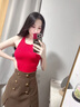 槿城辣妹吊帶背心女帶胸墊美背性感露背修身內(nèi)搭打底外穿短款上衣2061 紅色 均碼【建議·75-130斤】 曬單實(shí)拍圖