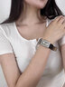 MISHALI高級感中古風(fēng)小眾輕奢簡(jiǎn)約復古方形鋼殼職場(chǎng)學(xué)生真皮貴氣石英女表 黑銀 曬單實(shí)拍圖