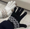 手套女士冬季加絨保暖日系雪花針織毛線(xiàn)觸屏騎車(chē)防風(fēng)防寒情侶手套 白色【雪花紋手套】 曬單實(shí)拍圖