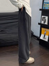 卡圖弛美式復古水洗衛褲男春秋季高街潮牌休閑褲子寬松bf慵懶風(fēng)闊腿長(cháng)褲 水洗黑 XL 【建議120-140斤】 曬單實(shí)拍圖