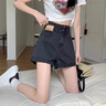 衣然呈品高腰牛仔短褲女夏季2025新款大碼卷邊寬松顯瘦學(xué)生a字闊腿熱褲女 灰色 M 【建議105-115斤】 曬單實(shí)拍圖