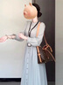 RUIQIUER法式藍(lán)色長(zhǎng)袖襯衫連衣裙女春秋季新款女裝溫柔風(fēng)氣質(zhì)收腰長(zhǎng)裙子 藍(lán)色 S 曬單實(shí)拍圖