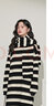 闊色（kuose）黑白條紋針織連衣裙女秋冬新款顯瘦長(cháng)裙子毛衣搭配圍巾 條紋連衣裙0001 M 曬單實(shí)拍圖