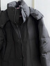 BOYXCO中長款羽絨服男女冬季新款學生過膝情侶連帽加厚保暖寬松港風外套 黑色 L 建議120-145斤 曬單實拍圖