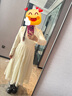 紫涵（ZIHAN）紫涵立領(lǐng)斜襟盤扣拼接連衣裙女2024年冬季新款重工刺繡收腰a字裙 米金 S 曬單實(shí)拍圖