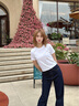 Calvin KleinJeans【不曬系列防曬】夏季女士ck辣妹正肩短款短袖T恤J224364 YAF-馥芮白 S 曬單實(shí)拍圖