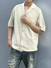 Calvin KleinJeans春夏男士休閑簡(jiǎn)約刺繡ck古巴領(lǐng)紐扣開(kāi)衫短袖針織衫J325675 RAE-卡其 L 曬單實(shí)拍圖