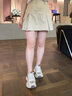 ELAND【長(cháng)絨棉】衣戀半身裙女內襯連腰設計百褶短裙2025夏季新款 卡其色(35)Beige S 曬單實(shí)拍圖