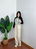 Teenie Weenie小熊春季簡約時尚加絨束腳衛(wèi)褲休閑褲長褲運動褲女 燕麥色 M (165) 曬單實拍圖