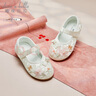 戴維貝拉（DAVE＆BELLA）兒童公主鞋女童繡花鞋國風(fēng)漢服鞋子演出洋氣寶寶布鞋春季童鞋 米白【現貨】 27 曬單實(shí)拍圖