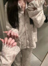 另約可愛(ài)卡通貓咪睡衣春秋女款夏蕾絲花邊撞色條紋長(cháng)袖長(cháng)褲家居服套裝 L06 愛(ài)心KT貓 L 曬單實(shí)拍圖