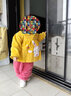 優(yōu)貝祥（youbeixiang）女童罩衣粗條絨防水秋冬新款女寶寶反穿衣燈芯絨長(cháng)袖吃飯衣防臟 黃色愛(ài)心兔 90碼【身高80左右】 曬單實(shí)拍圖