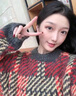 潮牌Avmko毛衣新款秋冬套頭網(wǎng)紅格子針織衫慵懶風馬海毛彩虹毛衣女寬松顯瘦外穿外套 灰桔色 L 曬單實拍圖