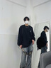 英克斯（inxx）APYD 潮牌春新品寬松休閑套頭圓領(lǐng)長(cháng)袖T恤情侶APE1010334 黑色 L 曬單實(shí)拍圖