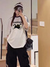 真維斯（JEANSWEST）學(xué)院風(fēng)條杠t恤女夏季2025新款純棉短袖體恤女裝甜美時(shí)尚百搭上衣 淺花灰 蝴蝶跳跳貓黑 S 曬單實(shí)拍圖