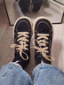 斐月伽黑色帆布鞋女厚底百搭潮流小眾設計2026新款休閑軟底復古港風(fēng)板鞋 黑色 36 曬單實(shí)拍圖