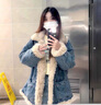 MXQP羊羔毛絨牛仔外套女秋冬2025新款寬松加絨棉衣棉服小個子加厚棉襖 藍色 M 【100-115斤】 曬單實拍圖
