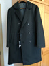 卓凡尼·華倫天奴（GIOVANNI VALENTINO）100%羊毛中長(cháng)款毛呢大衣外套商務(wù)休閑男裝雙排扣西裝領(lǐng)上衣黑色S 曬單實(shí)拍圖