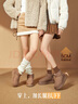 駱駝（CAMEL）雪地靴厚底加絨保暖休閑女靴 L24W275654 駝色 36 曬單實拍圖