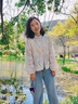 AEMAPE蕾絲長袖白色打底襯衫女春秋款大碼胖mm感新中式國風(fēng)盤扣上衣 米白色 L 【建議100-120斤】 曬單實拍圖