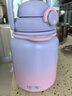 膳魔師（THERMOS）保溫杯大肚杯316L不銹鋼便攜背帶大容量兒童學生水杯子TEMA-950S 夢幻泡泡 950ml 曬單實拍圖