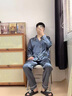 莫代爾冰絲睡衣男士2025新款仿真 絲夏季長(cháng)袖開(kāi)衫大碼可外穿家居服套裝 鋅灰 【四季冰絲款】 2XL 體重【155-175斤】 曬單實(shí)拍圖
