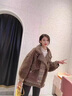 羅蒙（ROMON）仿羊羔毛外套女2025新款秋冬韓版加厚毛呢大衣寬松短款女裝棉服 咖啡色 L (110-135) 曬單實(shí)拍圖