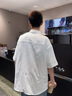回力防曬白襯衫男短袖春夏新款韓版薄款透氣海邊寬松開(kāi)衫襯衣外套男士 白色(自由筆尖胸標) L /175(回力潮牌品質(zhì)保障) 曬單實(shí)拍圖